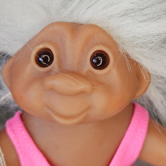 VTG Norfin‎ Troll Doll Ballerina Pink Tutu White Hair W Tag 5400 1986 5 Inches - Picture 4 of 11